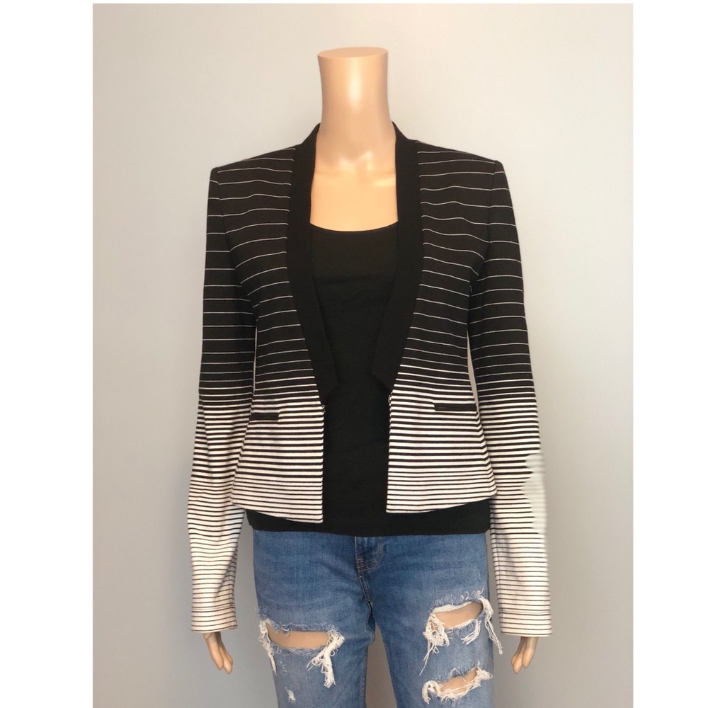 BCBGMAXAZRIA Blk white stripe GUY blazer jacket - Picture 4 of 8